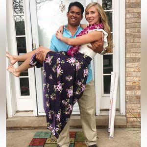 Express purple floral hi-lo skirt